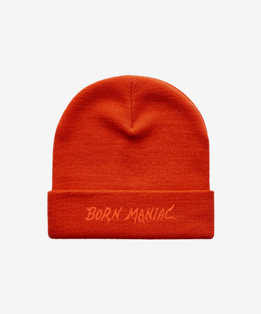 Born Maniac Embroidered Logo Beanie in Autumn