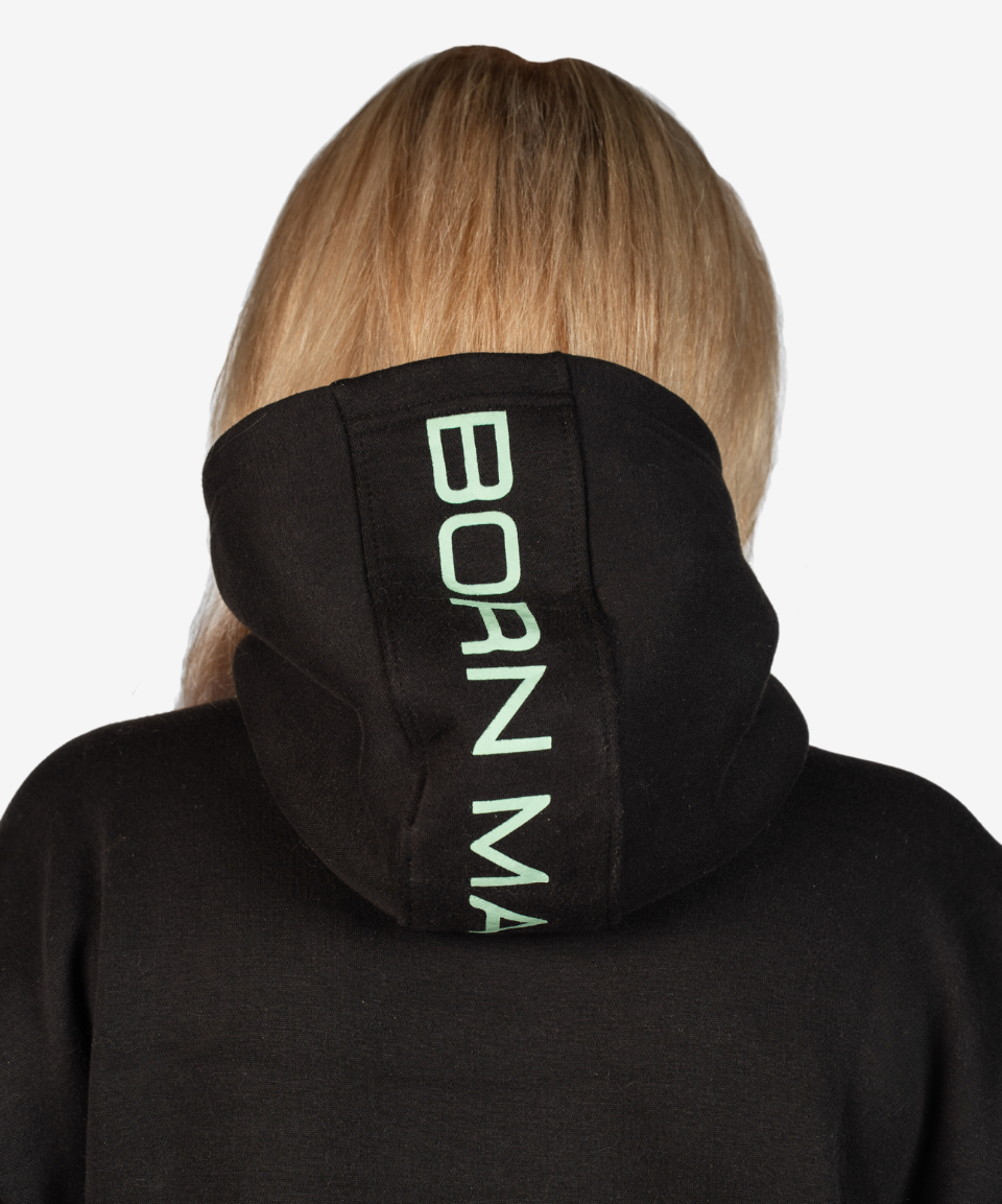 Born Maniac Unisex Black Embroidered Hoodie – David Bromley Collab