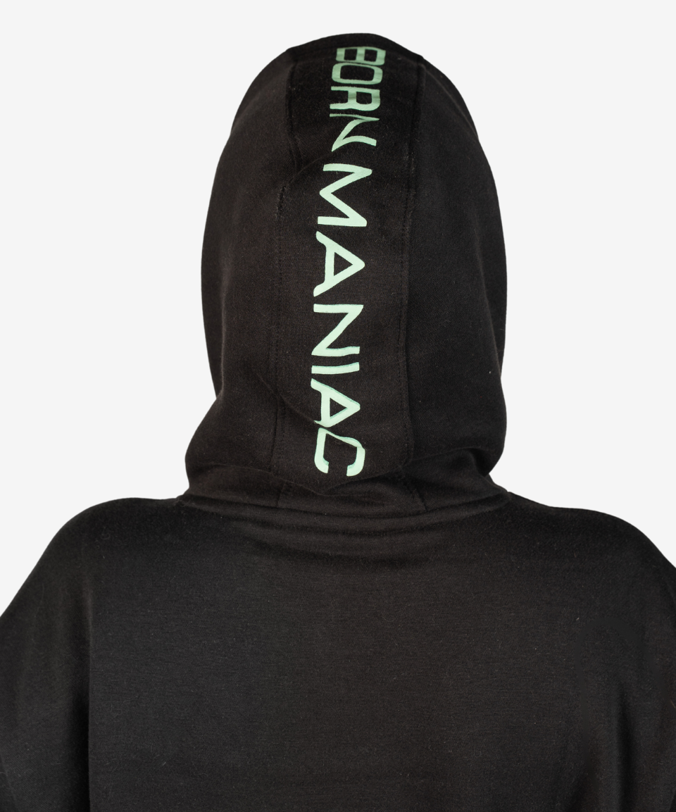 Born Maniac Unisex Black Embroidered Hoodie – David Bromley Collab