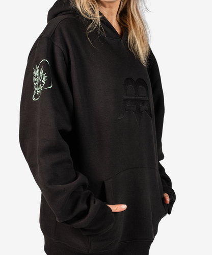 Born Maniac Unisex Black Embroidered Hoodie – David Bromley Collab