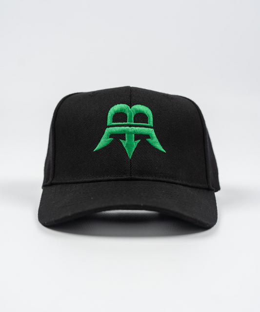 Born Maniac Snapback Cap in Black with Born Maniac Logo in Green Embroidered